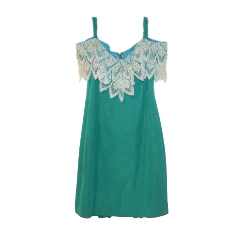 1990s Susan Roselli for ViJack Brocade off-Shoulder Lace Mermaid Prom Dress